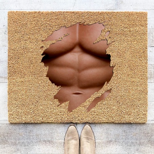 Ripped Coir Doormats Chest Six Pack Abs Muscles