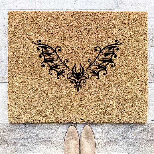 Filigree bat illustration Coir Doormats