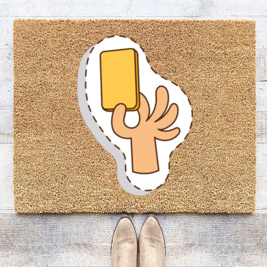 Football referee yellow card Coir Doormats
