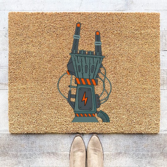 hard rock horns robot Coir Doormats