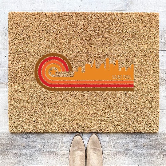 Retro Style Saint Paul Minnesota Skyline Coir Doormats