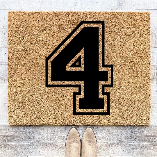 Number 4 four college style counting gift Coir Doormats