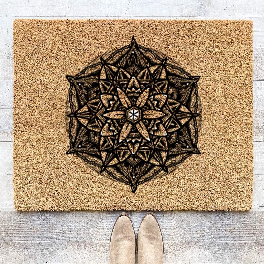 Sacred Geometry Flower of Life Mandala Star Coir Doormats