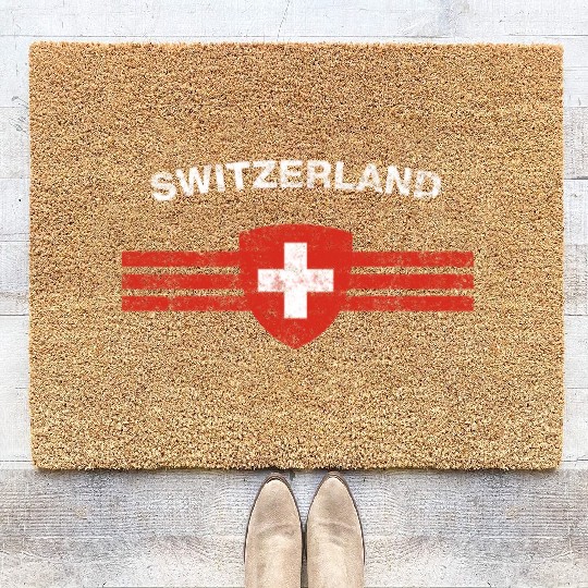 Swiss Flag Coir Doormats - Swiss Emblem & Switzerland Flag