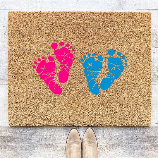 Twin Baby Feet - Pregnancy - Maternity - Mom to be Coir Doormats