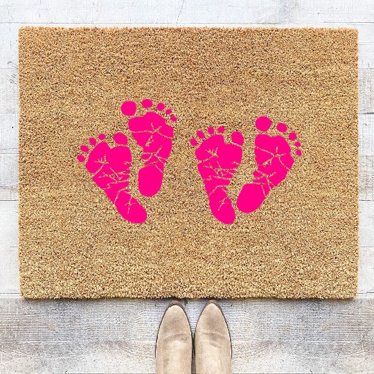 Twin Baby Feet - Pregnancy - Maternity - Mom to be Coir Doormats