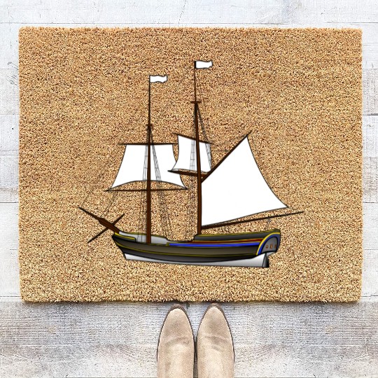 ship boat canoe sailboat submarine yacht anchor405 Coir Doormats