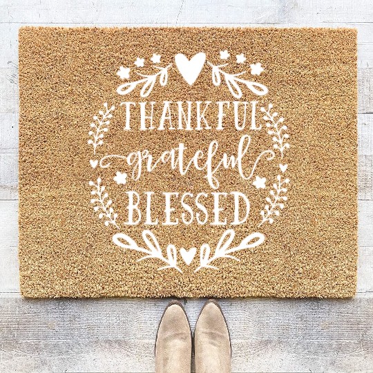 Thankful Grateful Blessed Coir Doormats