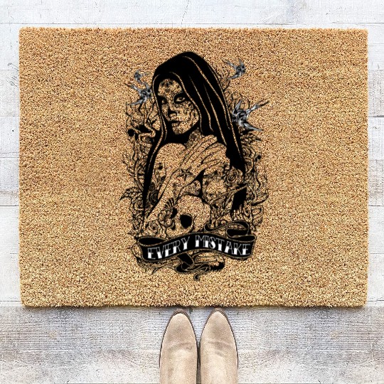 Santa Muerte Holy Woman Skull Mexico Dead Saint Coir Doormats