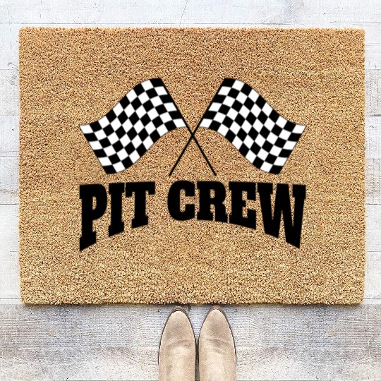 Pit Crew Racing Team Sports Racers Track Pit Stops Coir Doormats