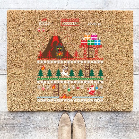 Santa vs Krampus: Merry 8-bit Christmas Coir Doormats