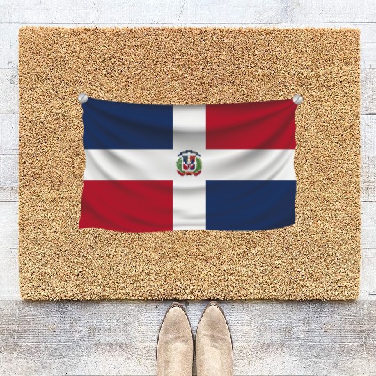 flag dominican republic Coir Doormats
