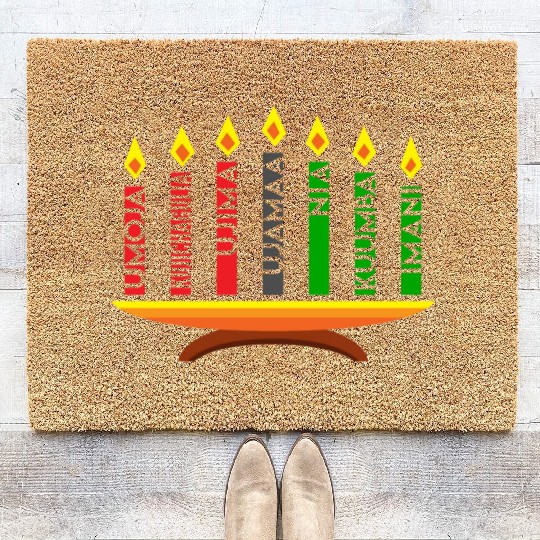 Kwanzaa Holiday Candles Coir Doormats