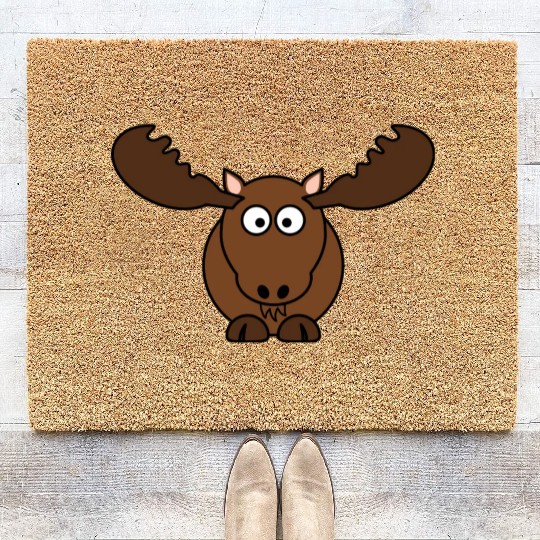 Elk Deer Moose Head Hunter Comic Gift Present Coir Doormats