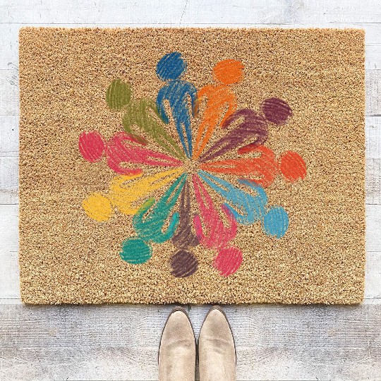 weltfrieden auf erden world peace on earth love179 Coir Doormats
