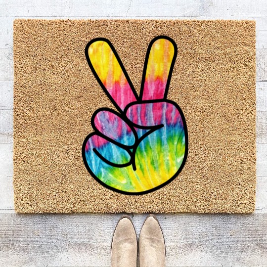 weltfrieden auf erden world peace on earth love170 Coir Doormats