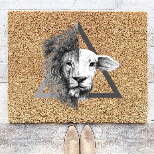 Christian,Bible Quote,Lion and Lamb Coir Doormats