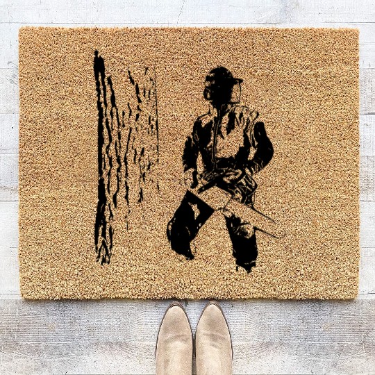 Forestry worker with oak tree Coir Doormats