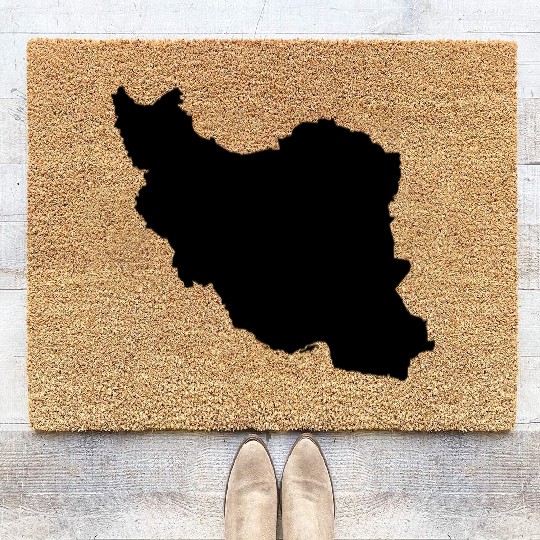 Iran map silhouette Coir Doormats