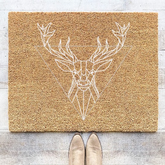 Polygone Deer polygonart lowpoly Unisex Coir Doormats