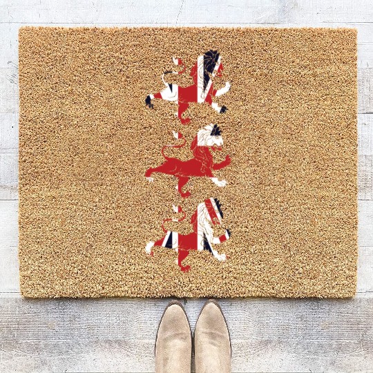 Union Jack Three Lions United Kingdom Great Flag Coir Doormats