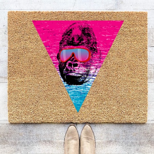 Cool Monkey Ape Gorilla sunglasses gift idea Coir Doormats