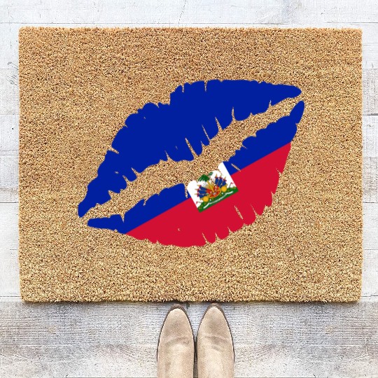 Haiti Kiss Flag Club Soccer Gift Idea Birthday Coir Doormats