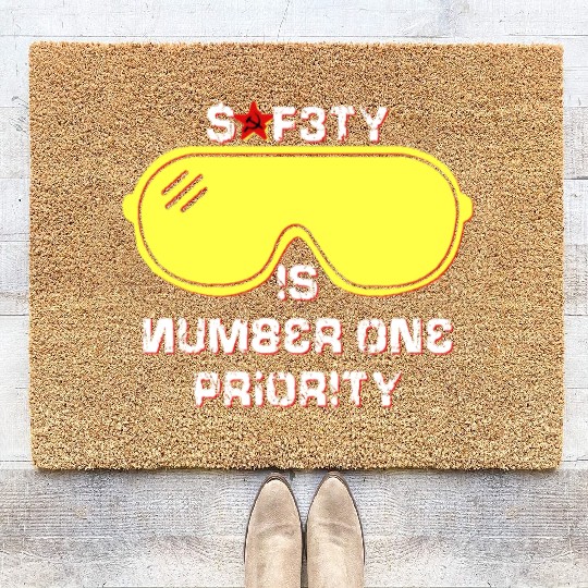 Safety Is Number One Priority - Crazy Russian Hacker Safetyglasses Coir Doormats