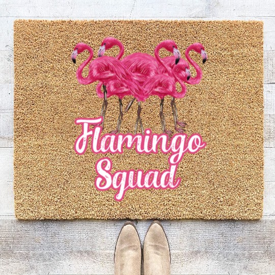 pink flamingo Gift Bird lovers miami water bird Coir Doormats