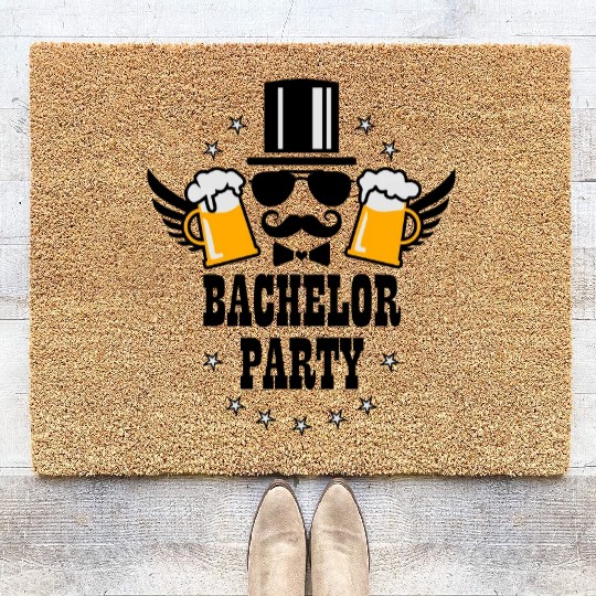 52 Bachelor Party JGA Beer Groom Mustache Coir Doormats