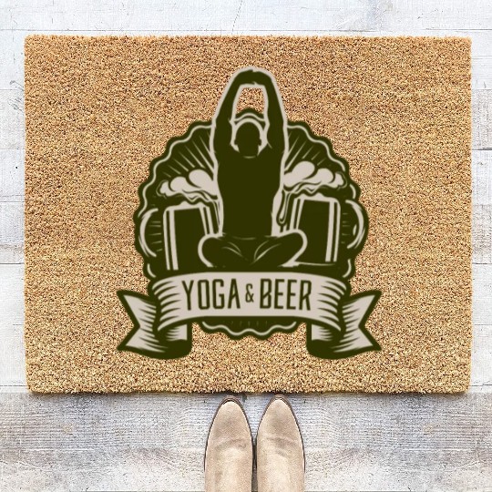 Beer Yoga Funny Workout Drinking for Men Coir Doormats