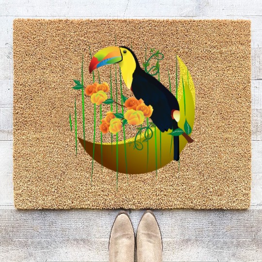 toucan bird Coir Doormats