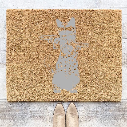 Cat - gun kitty funny cat Coir Doormats