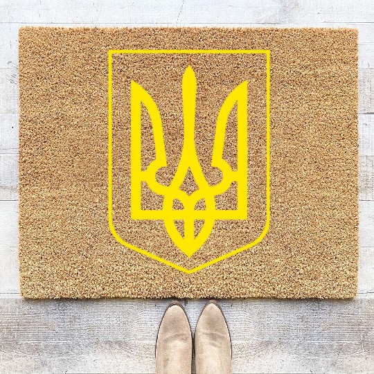 Ukrainian Ukraine Coat Of Arms Country Flag Coir Doormats