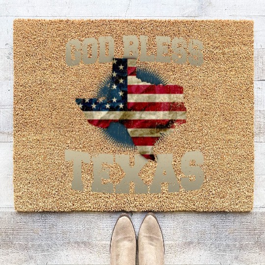 God Bless Texas Proud Strong Awesome Design Gift Coir Doormats