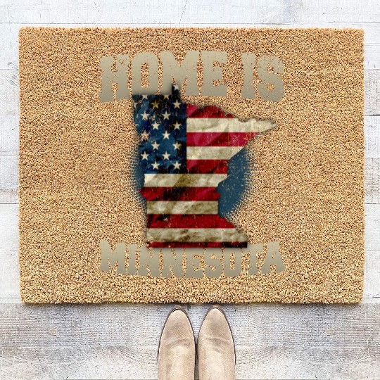 Home is Minnesota USA US map gift unique fans Proud Strong Support Coir Doormats