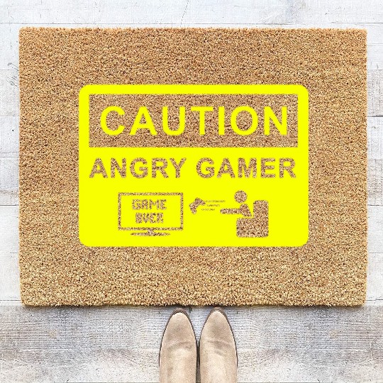 CAUTION ANGRY GAMER MENS FUNNY COD BATTLEFIELD GAM Coir Doormats