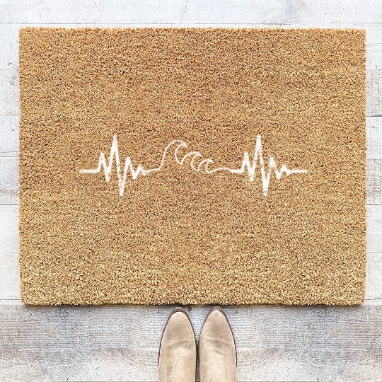 Ocean Waves Heartbeat EKG Love Waves Love Ocean Love Beach Coir Doormats