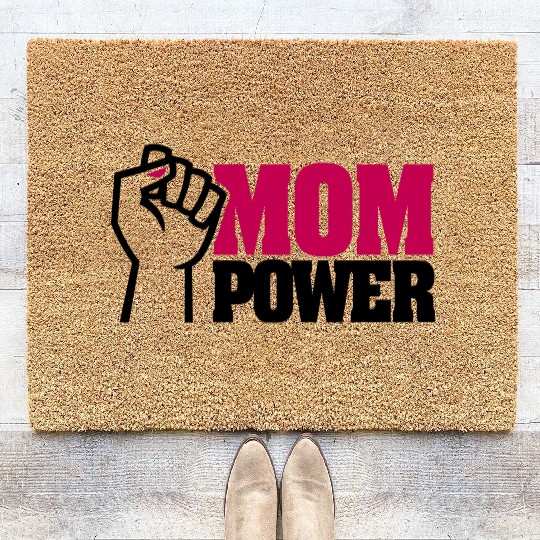 Mom power - superhero mother - I love mom - mommy Coir Doormats