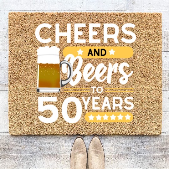 50th birthday Cheers and beers 50 years Coir Doormats