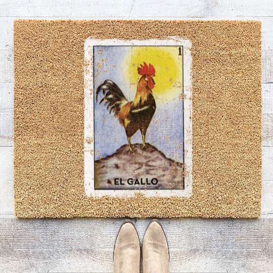 El Gallo Mexican Loteria Bingo Card Coir Doormats