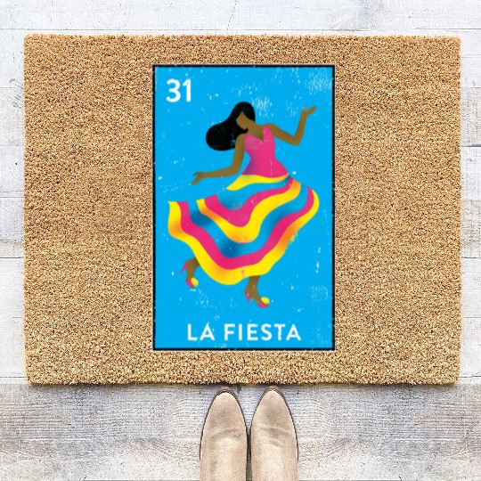 La Fiesta Mexican Loteria Bingo Card Coir Doormats