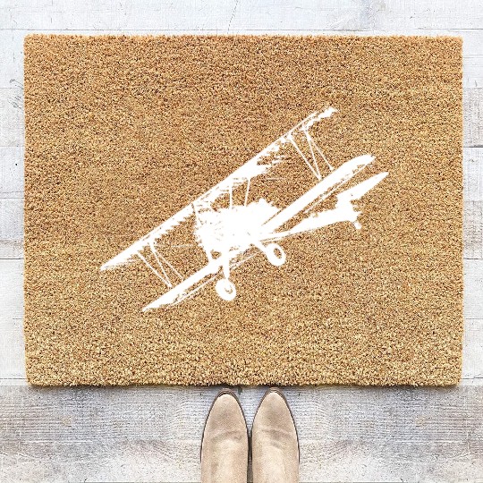 Airplane biplane fliers Coir Doormats