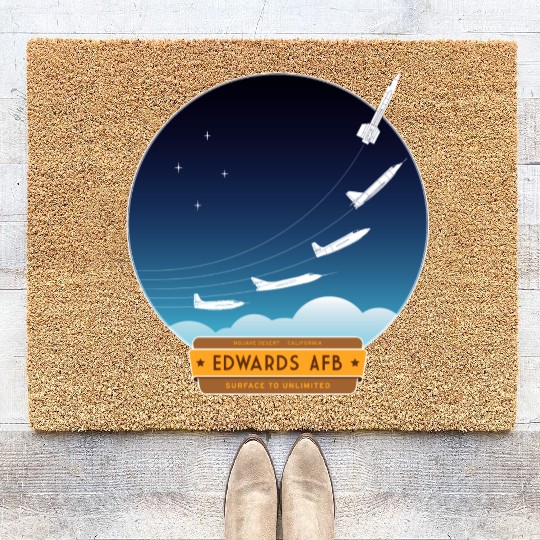 Edwards Air Force Base - yellow and brown logo Coir Doormats