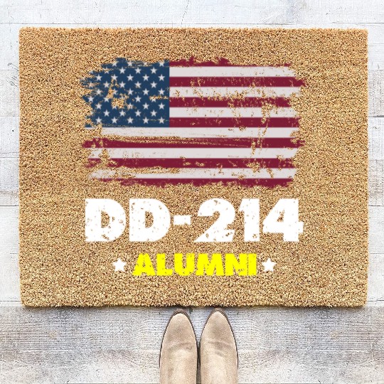 DD-214 Us Armed Forces Alumni American Flag Coir Doormats