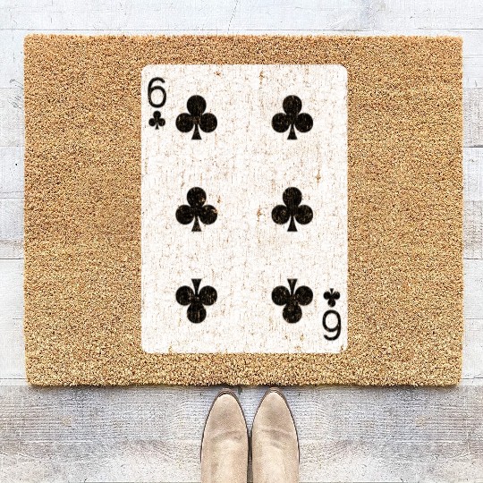 six of clubs playing card Coir Doormats