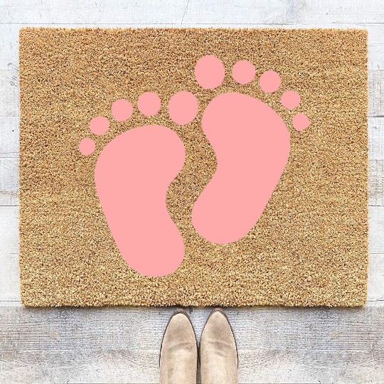 Baby Feet Pastel Pink Pregnancy Maternity Coir Doormats