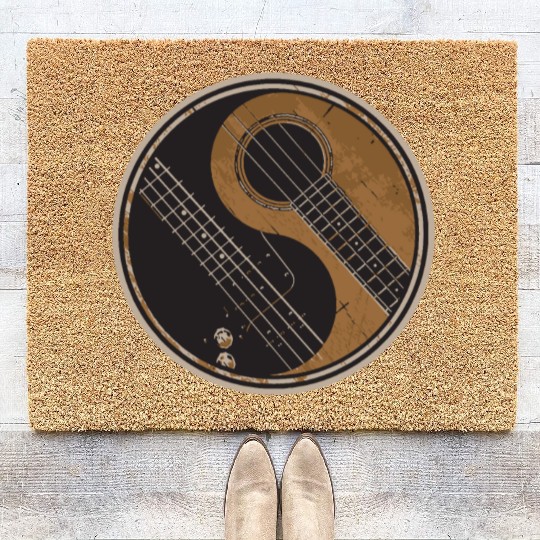 Guitar Ying Yang Gift Guitar Player Coir Doormats