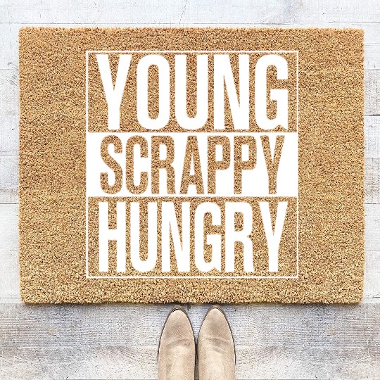 young scrappy hungry black and white Coir Doormats chef