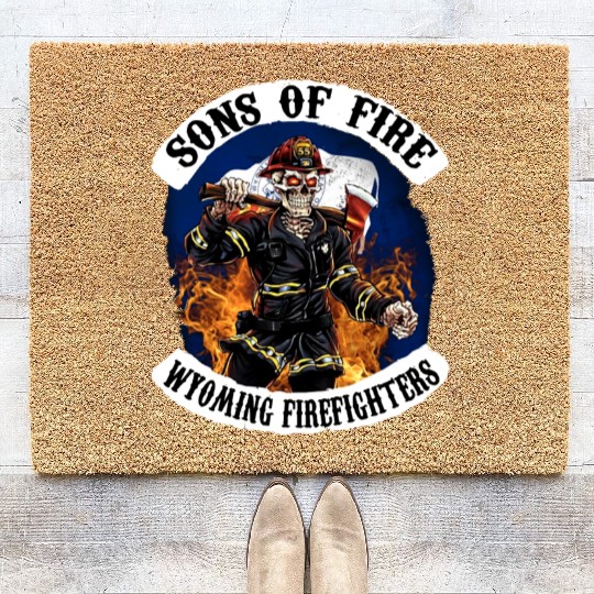 sons of fire wyoming firefighter Coir Doormats